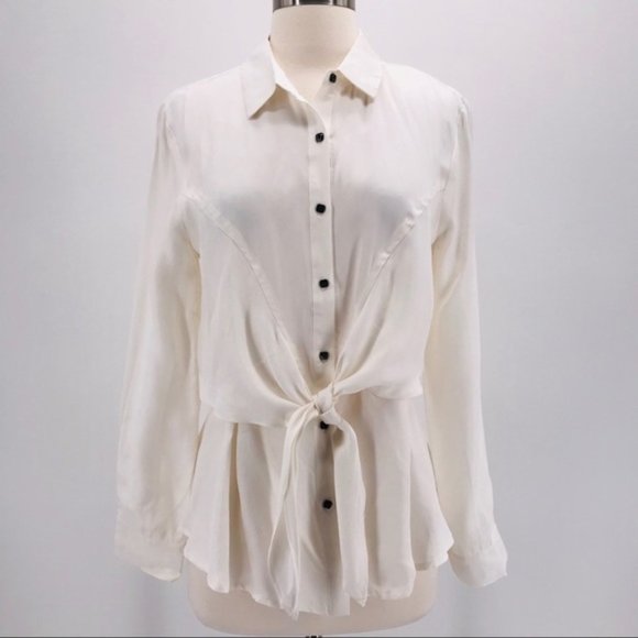 Line & Dot Tops - Line and Dot Ivory Tie Front Top NWT